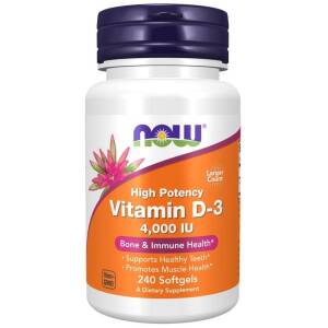 NOW FOODS Vitamin D3 4000 IU (240 sgels) - Nuvalia