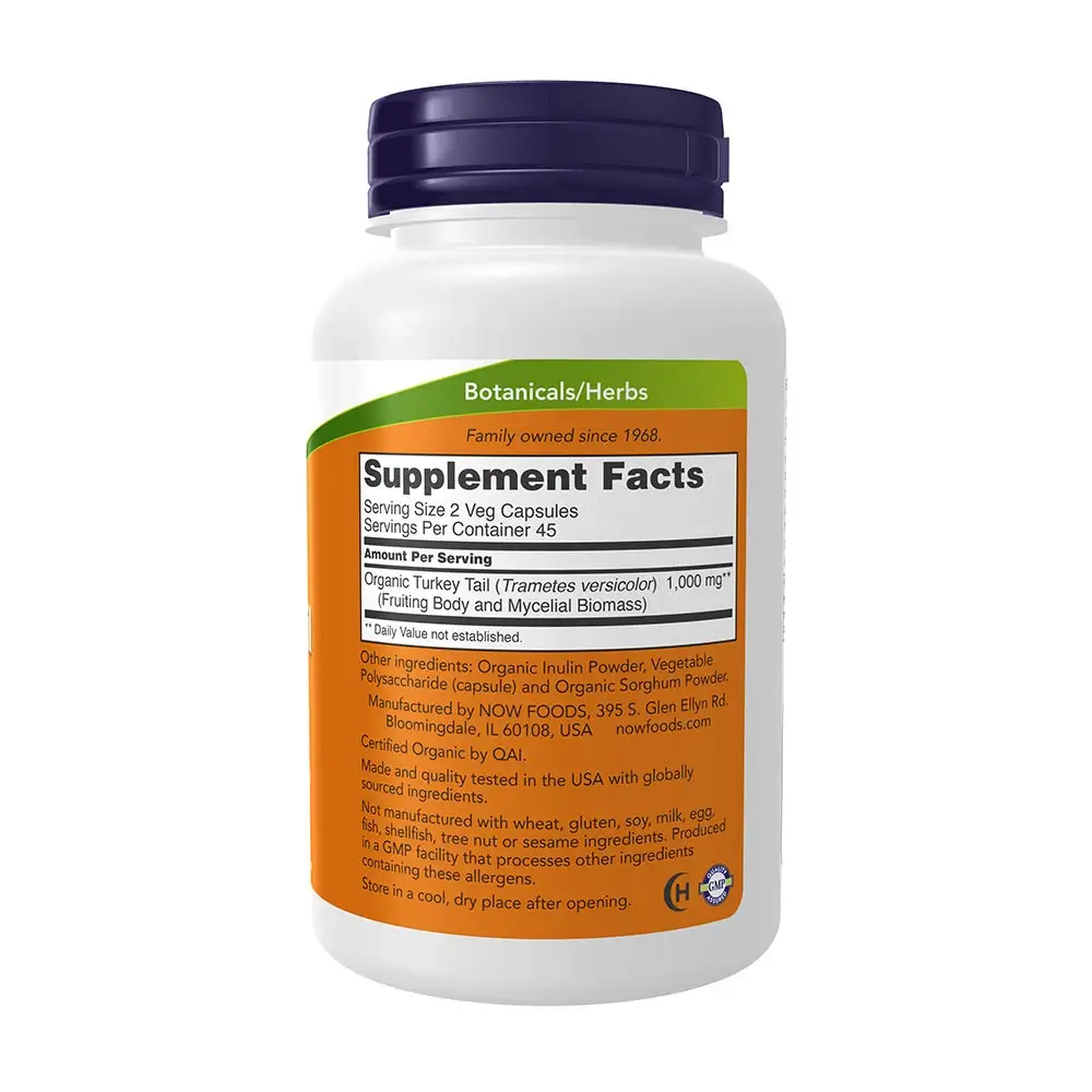 NOW Turkey Tail 500 mg (90 Capsules) - obrazek 2