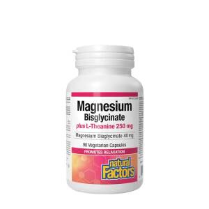 Natural Factors – bisglicynian magnezu 100 plus L-teanina 250 mg (90 kapsułek) – Nuvalia