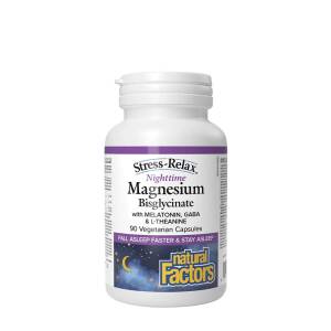 Natural Factors Stress-Relax – bisglicynian magnezu na noc (90 kapsułek) – Nuvalia