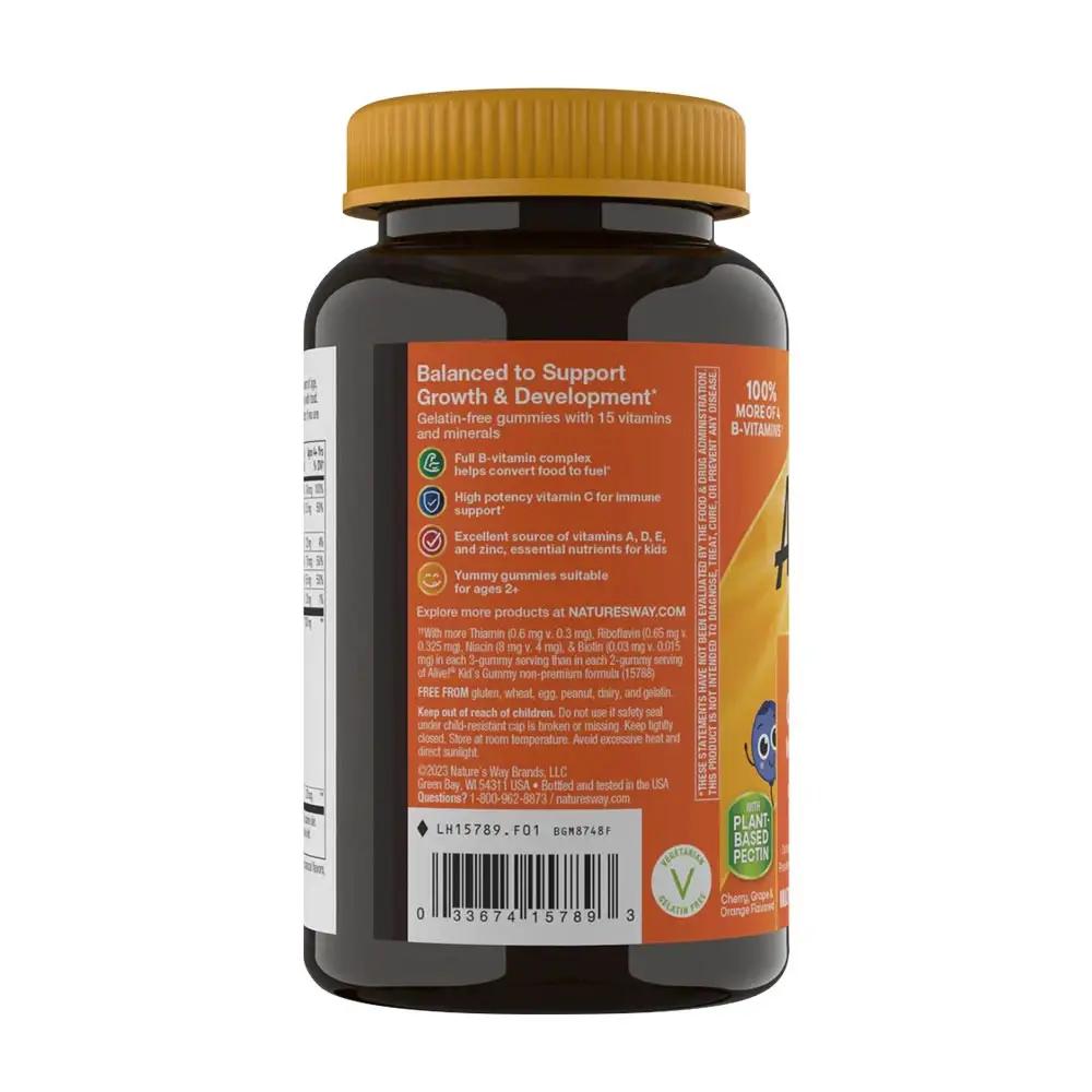 Natures Way Alive!® Premium Kids Multivitamin Gummy (90 Gummies, Cherry, Orange & Grape) - obrazek 5