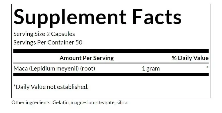 SWANSON Maca 500mg 100 kaps - obrazek 2