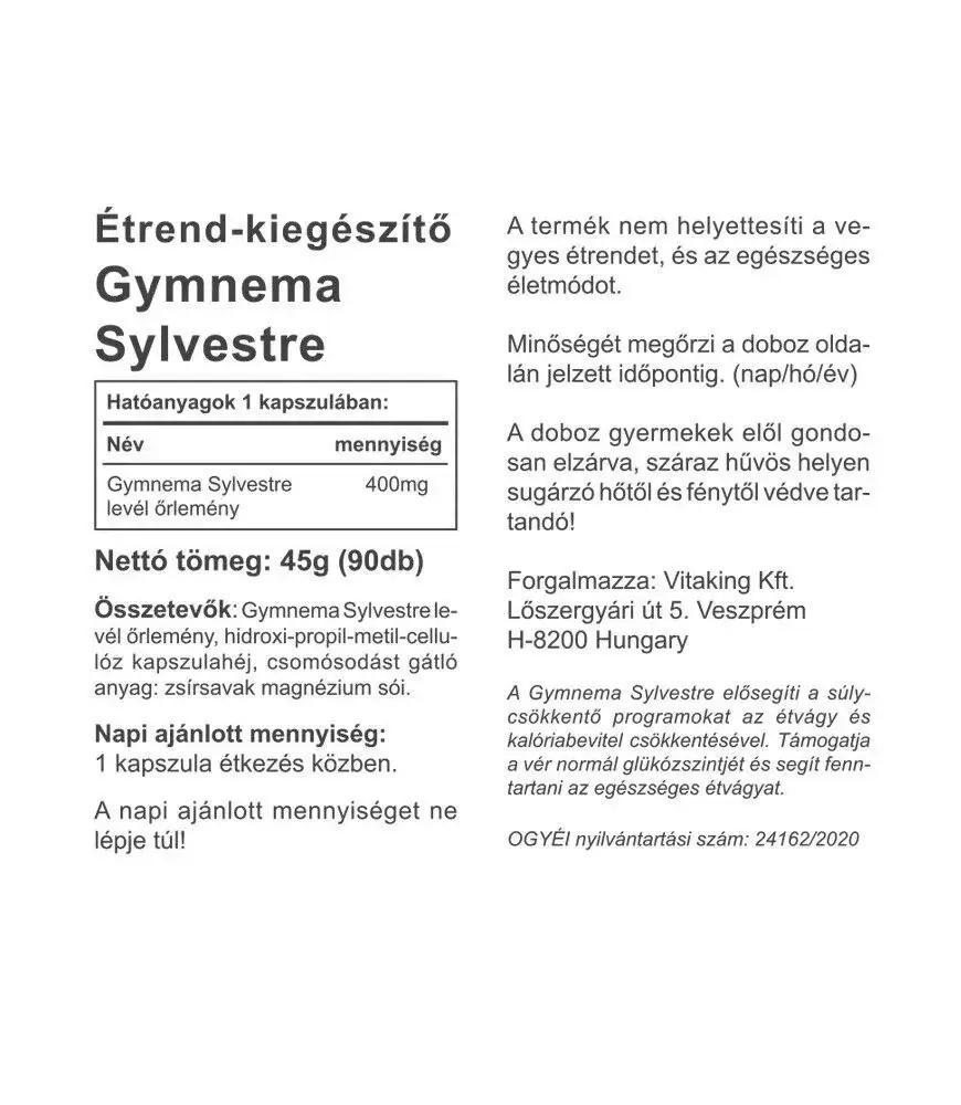 Vitaking Gymnema Sylvestre 400 mg (90 Capsules) - obrazek 2